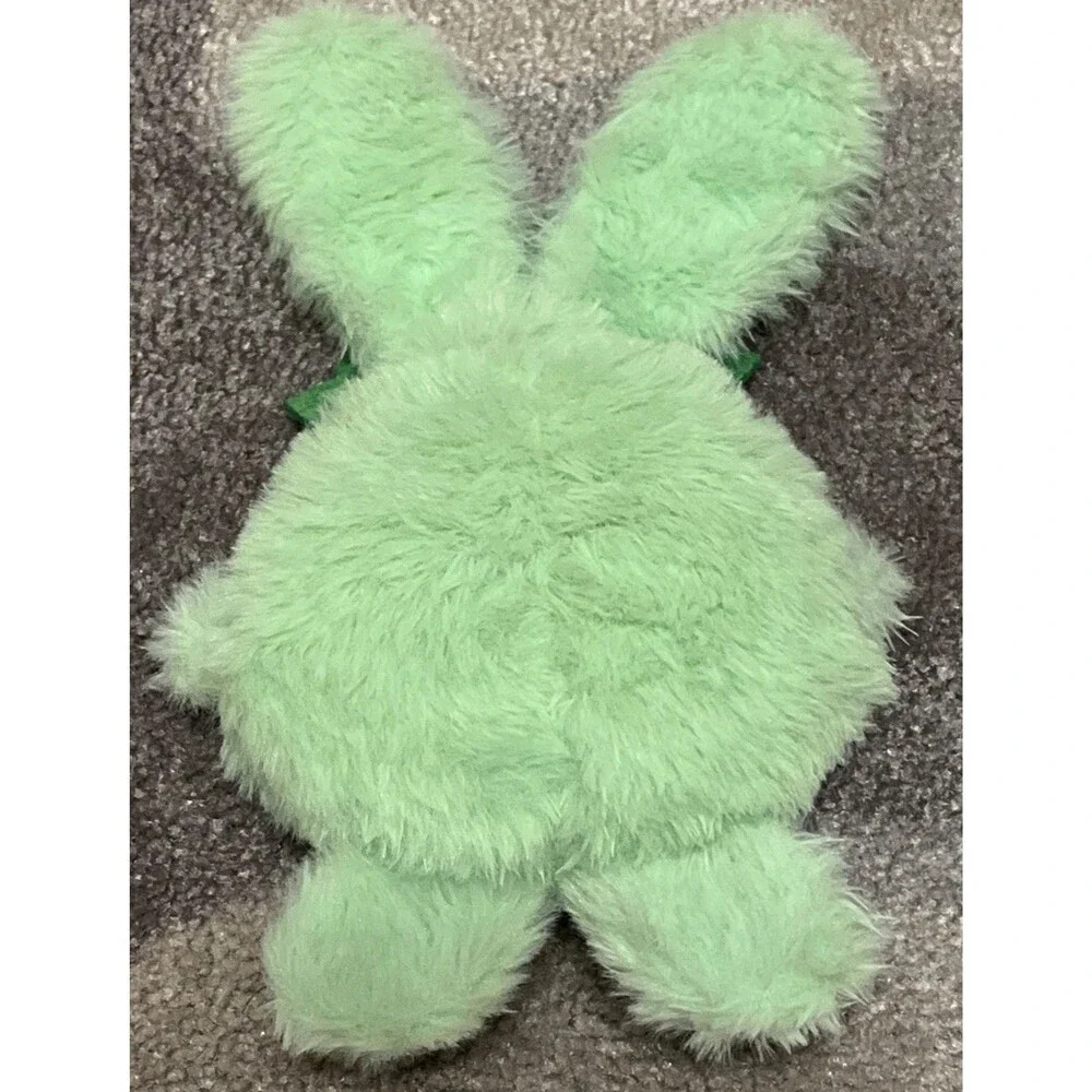 Bunny Rabbit Dog Puppy Toy Plush Green Crinkles Squeaks S/M Easter Colorful GUC